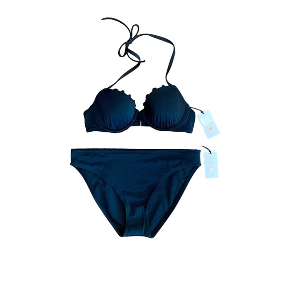 Shade & Shore women’s black 2 piece swimsuit bikini, top 34B, sizw medium, NWT - Picture 3 of 5